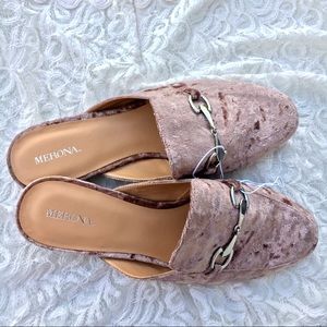 Merona Kona Pink Crushed Velvet Loafer Mules